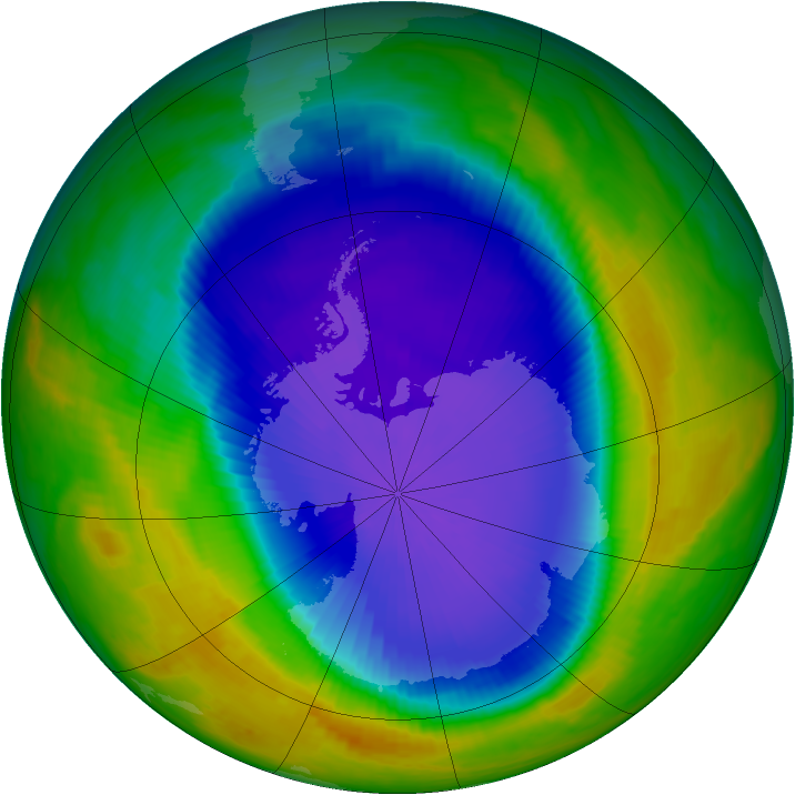 Antarctic ozone map for 21 October 1998